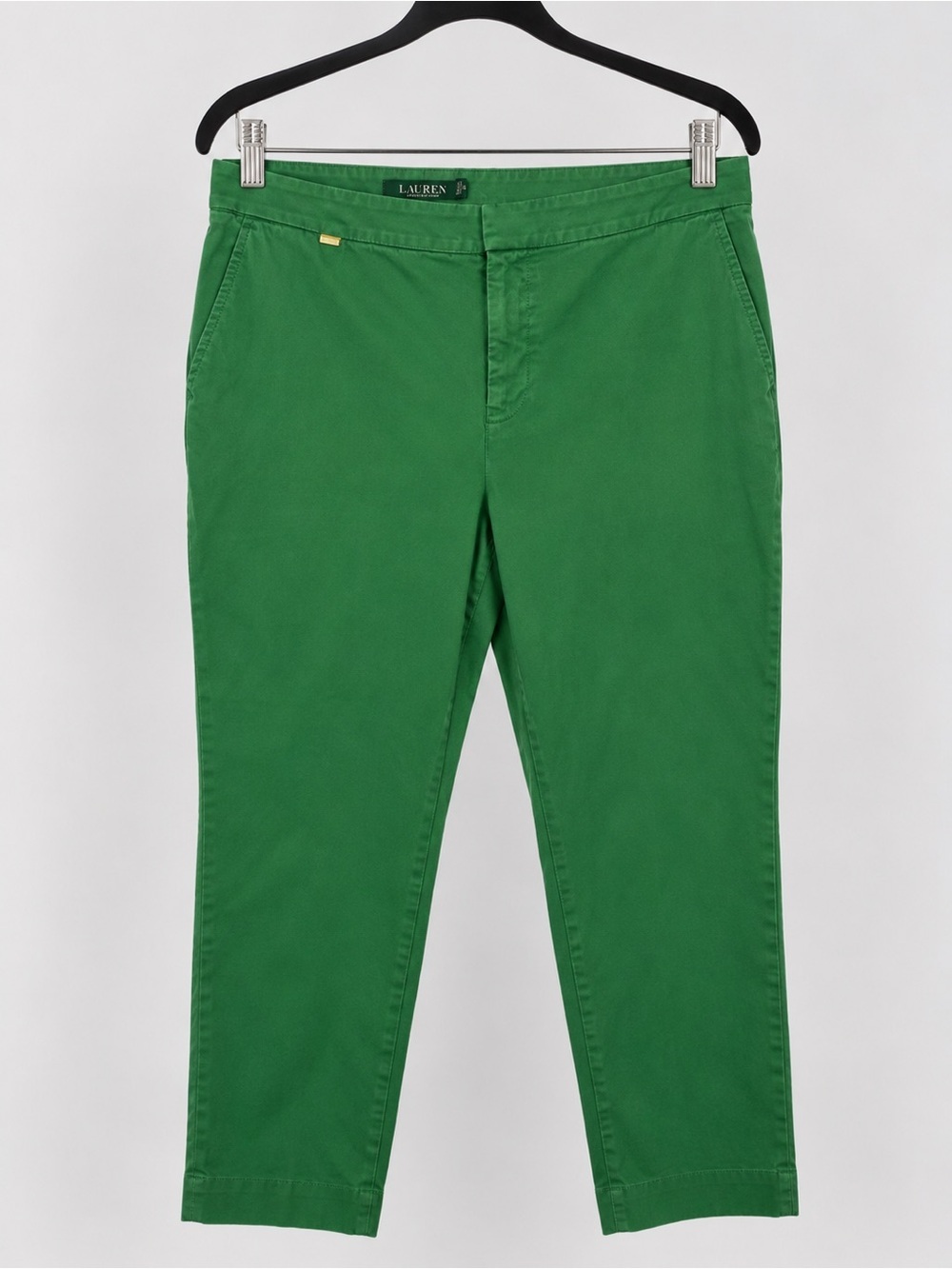 Lauren Ralph Lauren Women’s 14W Green Cropped Chino Pants Stretch Straight Leg